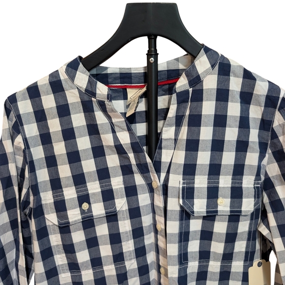 St. John’s Bay Men’s Navy Blue Gingham Checkered Button Down Shirt - Size M - Picture 3 of 8
